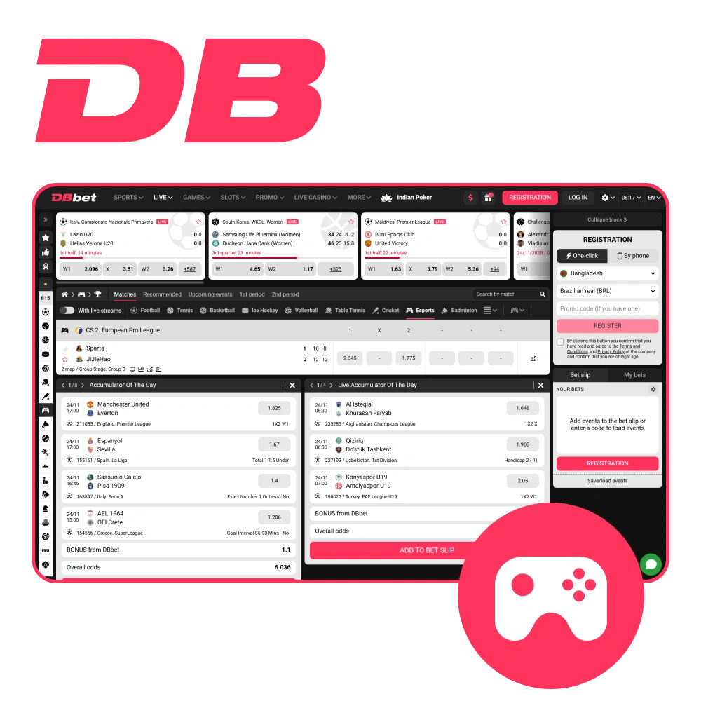 Watch esport matches and bet on your favourite team at DBbet.