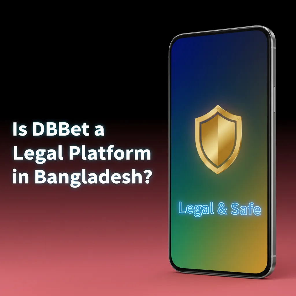 Bangladesh map with justice scales, DBBet license badge, privacy shield, and responsible gaming icons.