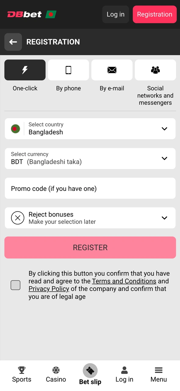 Complete quick registration in the DBbet app and start playing.