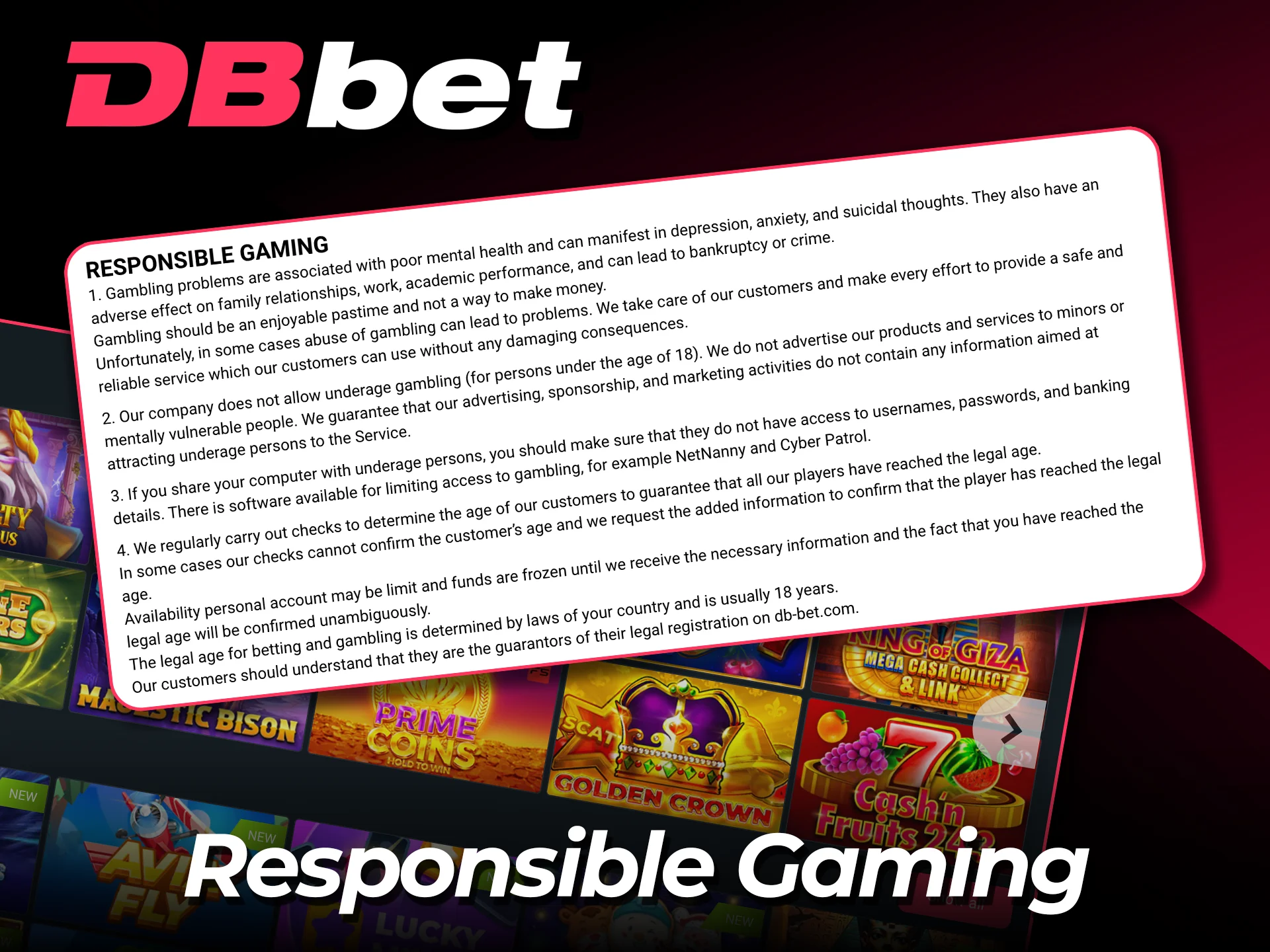 Learn how DBbet promotes responsible play and enjoy safely.